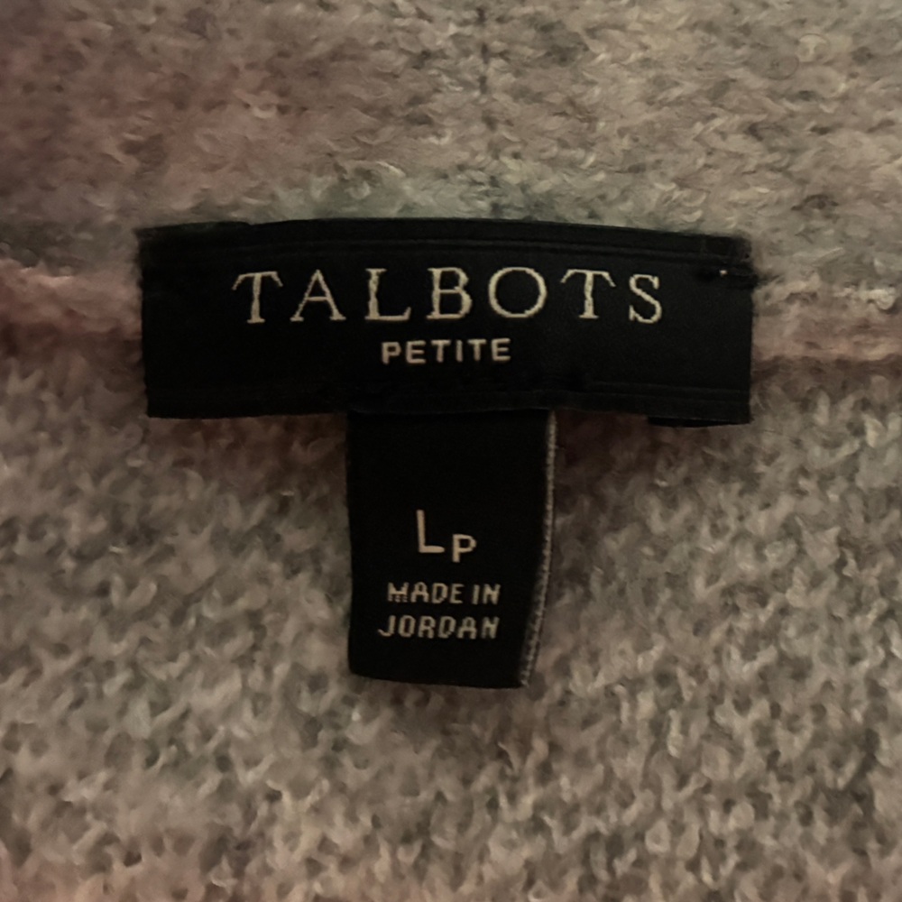 Talbots Heather Animal Print Flyway Gray Knit Cardigan Size L Petite - Picture 4 of 8